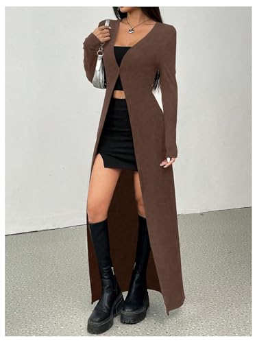 Image of GORGLITTER Women's Goth Long Cardigan Button Up Light Weight Long Sleeve V Neck Fitted Sweater Tops Gothic Clothes