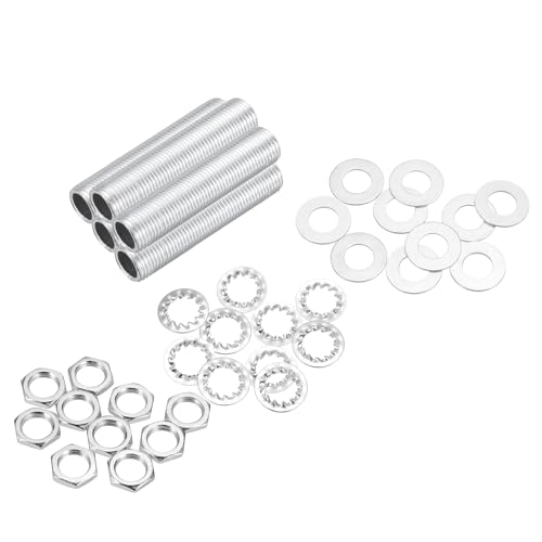 Image of MECCANIXITY 35Pcs 1 inch Lamp Pipe Kit with Nuts Washers 1 /8IP Thread Fasteners Assortment for Chandelier Ceiling Light Repair Assembly DIY Hardware