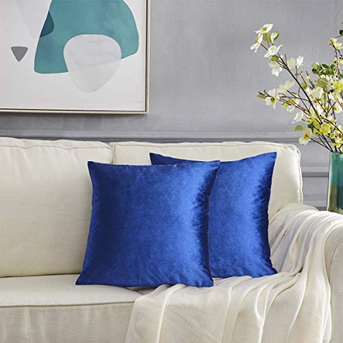 Gigizaza Royal Blue Velvet Decorative Throw Pillow Covers For Sofa Bed 2 Pack Soft Cushion Cover (Royal Blue, 18 X 18- Set Of 2) #TOP6