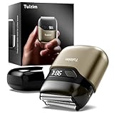 Tulzim Electric Foil Shaver for Men: Portable Electric Razor for Beard/Face - 3 Floating Blade LED Display USB-C Fast Rechargeable - IPX7 Waterproof for Travel & Home - Brown
