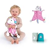 HECCEI Schnuffeltuch Baby mit Cartoon-Kopf, Weiches Schmusetuch & Plüschtier für Neugeborene ab 0 Monaten+, Waschbares Kuscheltuch für Jungen und Mädchen Geschenk zur Geburt (Dreamiecone)