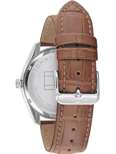 ساعة يد ثيو انالوج بحركة كوارتز للرجال من تومي هيلفيجر, بني/بيج