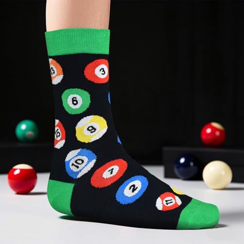 GOLIN Funny Billiards Crew Socks for Women Men, Cool Pool Table Gift For Billiard Lover Snooker Lover - Thumbnail 3