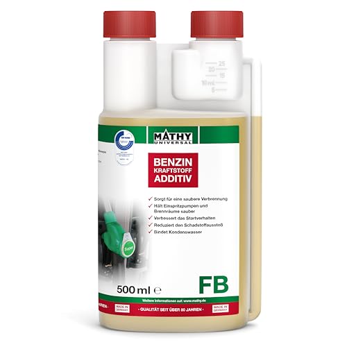MATHY-FB Benzin-Pflege-Kraftstoffadditiv (500 ml) – hochwirksamer Benzin Systemreiniger - Kraftstoffstabilisator - Benzin Additiv - stetige Reinigung