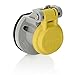 Leviton 15S31-UY 15 Series Cam-Type Male/Female Panel Mount Receptacle Enclosure with Automatic Closing Lid, Thermoplastic Housing and Cover, Stainless Steel Torsion Spring, Yellow