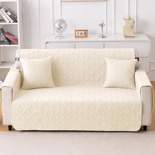 Image of HOKIPO 100% Leakproof Quilted Cushion Cover for Sofa 16x16 Inches, Set of 2, Bisque Beige (AR-6280-BGE*2)