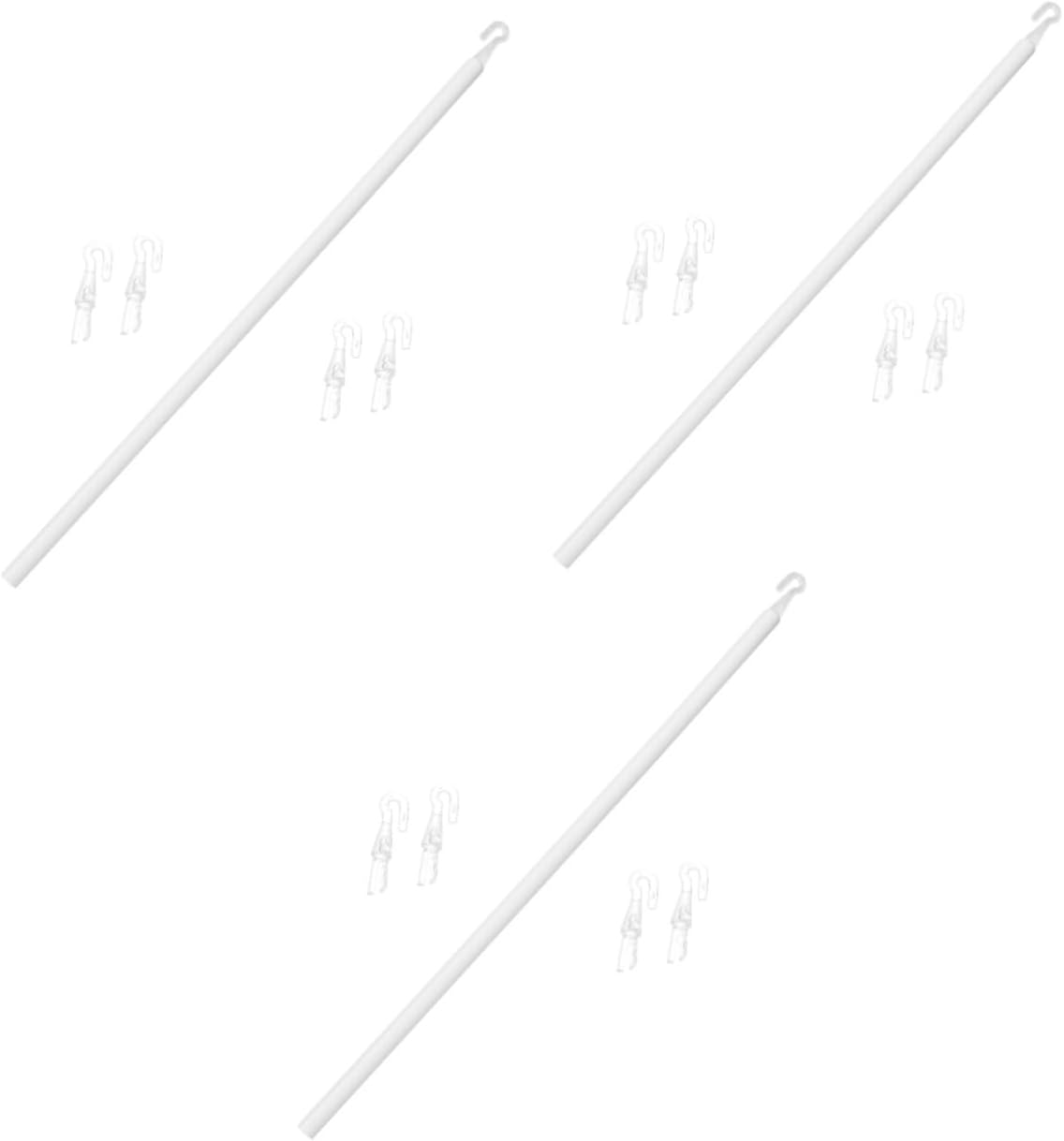 3sets Detachable Blind Replacement for Vertical Blinds Lightweight Curtain Pull Rod with Hook Plastic Opener Accessory