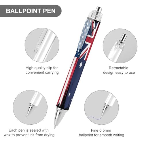 Bolígrafo retráctil de 0,5 mm de punta fina, pack de 4 piezas con banderas de EE. UU. y Australia 3