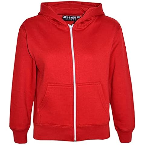 A2Z 4 Kids Girls Boys Classic Plain And Tie Dye Print Soft Fleece Full Zip-Up Hooded - Zipper Red 13 Cover