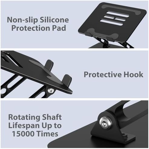 Gogoonike Adjustable Laptop Stand for Desk, Metal Foldable Laptop Riser Holder, Portable Desktop Book Stands, Ventilated Cooling Computer Notebook Stand Compatible with 10-15.6” Laptops — view 5