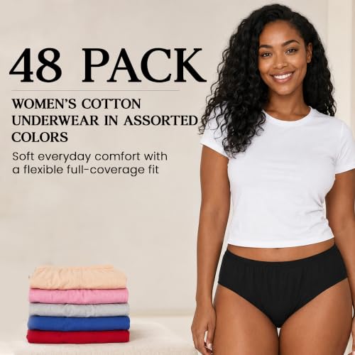 Image of Yacht & Smith 48 Pack of Womens Underwear Panties in Bulk, Wholesale Ladies Brief Underpants, Homeless Charity Donation