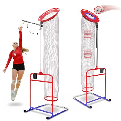 Patented 2in1 Volleyball Setter Training Net Equipment & Vertical Jump Tester Trainer. Setting Target for Jumping Setters Trainers, High Measurement Tool Pole Set for Vollyball Pass Indoor Practice