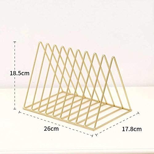 HBJWOV Iron LP Record Rack Triangle Book Magzine Holder Desk Storage Organizer(Gray)