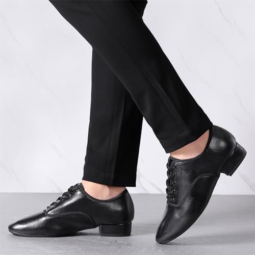 ZHENSI Chaussures De Danse pour Hommes Talon Bas Oxford Latin Chaussures De Salon Modernes,Noir,42 EU – vue 7