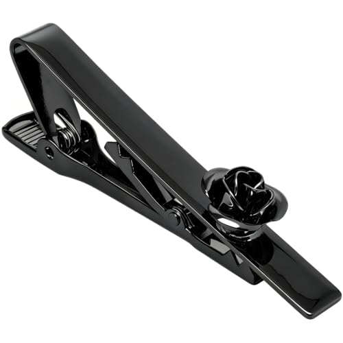 Rose Flower Mens Tie Clip with Gift Case