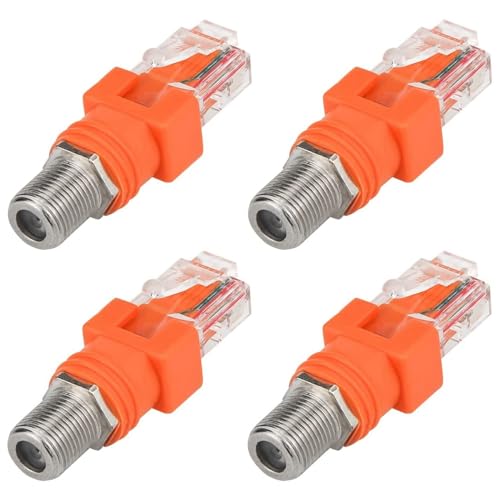 Pasuihcay Coaxial to Ethernet Adapter, 4 Pack Coax RF F Female to RJ45 Male Converter for Line Tester