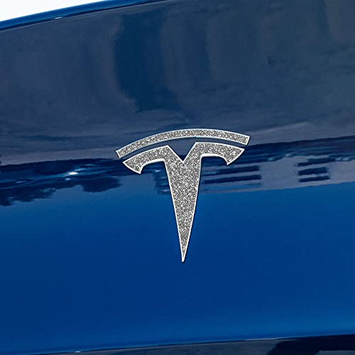 Image of IPG Compatible with Model Y Decal Sticker (8 Logo Set) Overlay Stickers Do it Yourself Stickers Set Personalize Your Tesla (White Glitter)