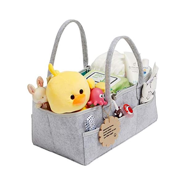 Baby Diaper Caddy Organizer - Shower Registry Gift Basket with Pacifier Clips, Bibs for Newborn - Caddy Nursery with… – Bild 7