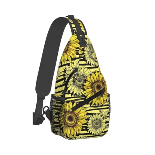 Bees Sunflowe Stylish Men'S Messenger Bag - Durable Polyester, Huge Capacity & Adjustable Strap2