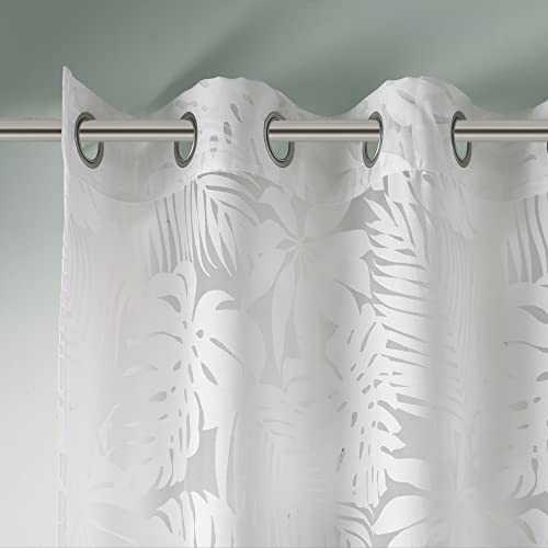 Madison Park Semi Sheer Curtain Modern Contemporary Botanical Print Out Design Grommet Top - Image 4