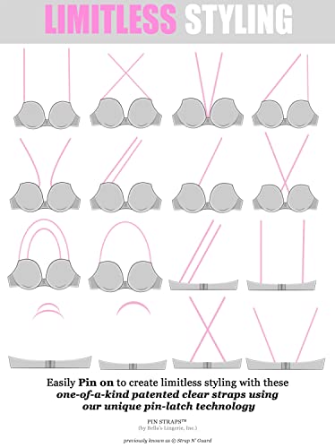 (No Sew No Slip) Clear Bra Straps, Adjustable, Strong Support (12Mm) By Pin Straps #TOP6