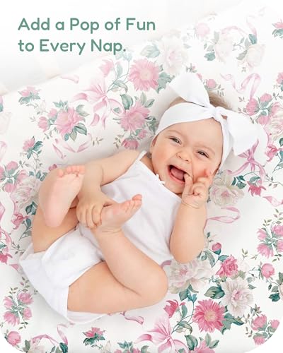 Image of Crib Sheets 2 Pack, Fitted Crib Sheet for Standard Crib Mattress 28x52x9, Ultra Soft Jersey Knit, Breathable Stretchy Deep Pocket, Snug Fit Stays Put, Baby Crib Mattress Sheet