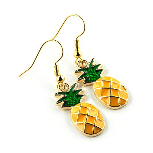 SCHMUCKZUCKER Damen Ohrhänger Ananas witzige Edelstahl Ohrringe Gold Gelb-Orange Grün Cover