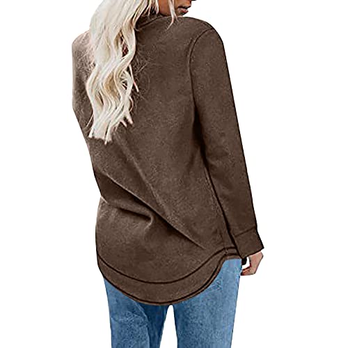 PBNBP Women's Cute Oversized Tunic Tops Long Sleeve Solid Color Blouses Pullover Curved-Hem Crewneck Loose Fit Sweatshirts3