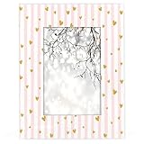 Heart Pink Gold 4x6 Picture Frame Stripe Wood Photo Frames for Table Top Display Wall Mounting Fits