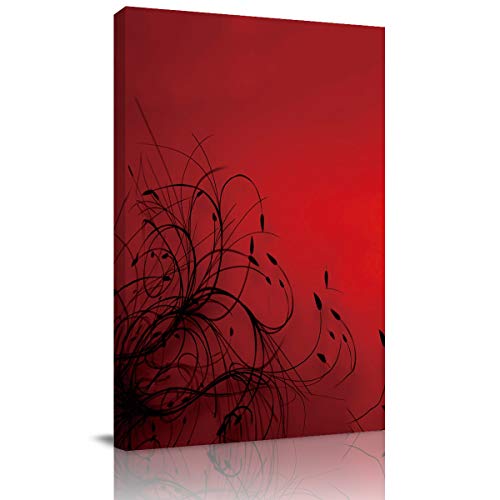 EZON-CH Canvas Wall Art for Living Room Bathroom Bedroom Framed Art Prints,Abstract Flower Red Pattern Abstract Painting Farmhouse Wall Art Office Decor,16x24in