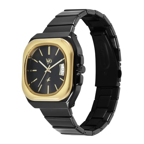 Image of Fastrack Vyb Pioneer Quartz Analog Black Dial Black Stainless Steel Strap Watch for Men - FV30037KM01W