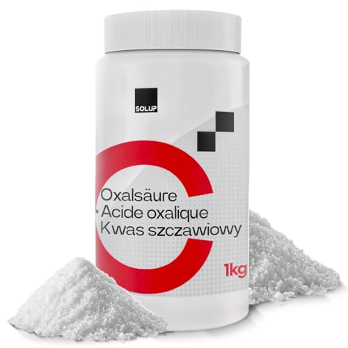 SOLUP Oxalsäure Pulver 1kg Oxalic Acid Oxalsäure kaufen Reiniger Fleckenentferner Mehrzweckreiniger für Fliesen Dusche Holz Antikalk Reiniger stark Kalkreiniger Varroa Bienen Behandlung