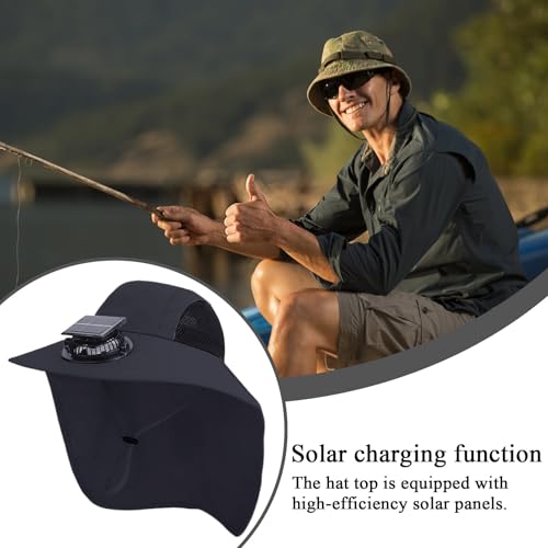 Chapeau avec ventilateurs solaires étanche et anti-UV pour camping - 3
