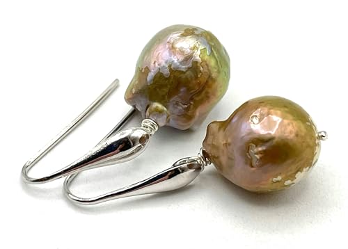 Boucles d'oreilles perles baroques marrons en argent 925 de fabrication italienne