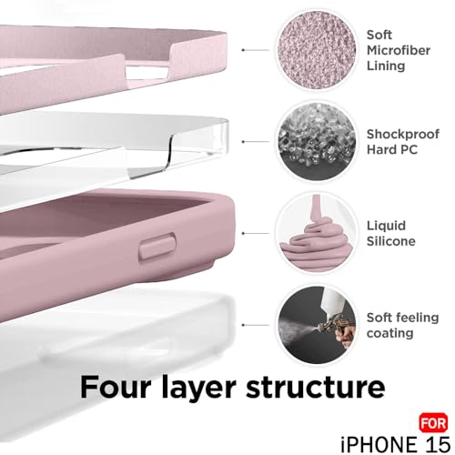 Image of TheGiftKart Liquid Silicone Back Cover Case for iPhone 15 | Soft Micro-Fibre Lining Inside | Camera & Screen Protection | Shockproof Back Cover for iPhone 15 (Silicone, Light Pink)