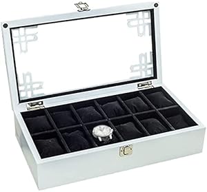 Lshaobo LSHAOBO Uhrenbox 12 Fächer Weiß