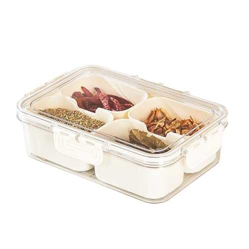 haoyunjianjiak 食品保存容器 野菜水切り器 キッチン収納 調味料容器 収納ケース 4コンパートメント 蓋付き ハンドル付き 通気穴付き 漏れ防止 環境にやさ 取り外し可能 多機能 野菜 スナッ キャンディー フルーツ ナッツ 調味料用 大人用
