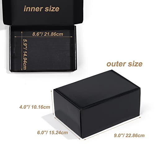 Image of ZBEIVAN 9x6x4 Black Small Shipping Boxes, 20 Packs Corrugated Cardboard Mailer Boxes for Packaging Small Business Mailing Gifts Wrap Boxes with Lids