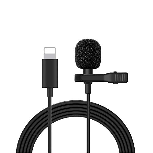 Mcoplus Lavalier Microphone à condensateur omnidirectionnel pour i-Phone X/XS/XR, 8/8 Plus, 7/7 Plus/, 1,5 m Mini omnidirectionnel Microphone à condensateur Compatible avec Youtube, Facebook, Vlog Cover