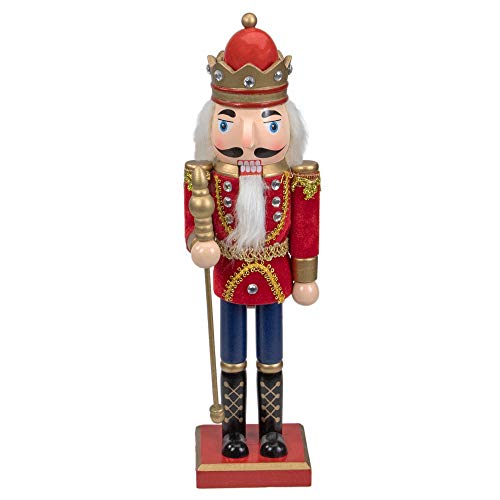Northlight Decorative Wooden Christmas Nutcracker King with Scepter, 14