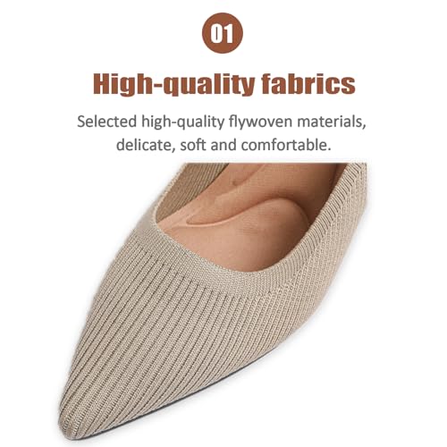 Women's Knitted Striped Pointed Toe Chunky Heel Pumps Elegant Slip On Lightweight Breathable Stretchy Knit Comfort Mid Block Heel Dress Work Shoes for Office Casual Walking Dating3