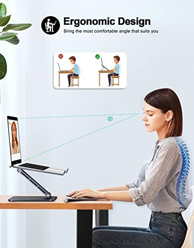 Zewwen Laptop Stand for Desk, Ergonomic Adjustable Foldable Computer Stand with Heat-Vent, Aluminium Alloy Laptop Riser Compatible with MacBook Air, Pro, Dell XPS, Samsung, 10”-16" - 1
