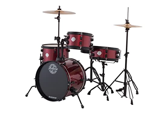 Ludwig Pocket Kit by Questlove | All-in-One Drum Set for Beginners | Includes 4 Drums, Hi-Hats, Crash/Ride Cymbal, Pedals, Throne & Sticks | Wine Red Finish (LC178X025)