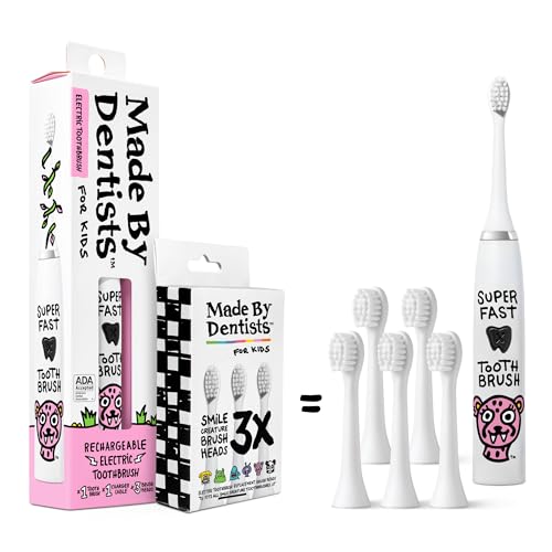 Made by Dentists Kids Electric Toothbrush - Rechargeable Vibrating Toothbrush with Timer, Includes 6...
