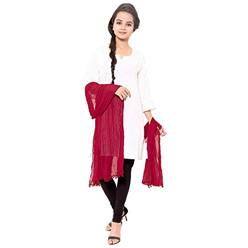 Cotton Solid Colors Women Dupatta scarves Shawl (MAROON, 1)2