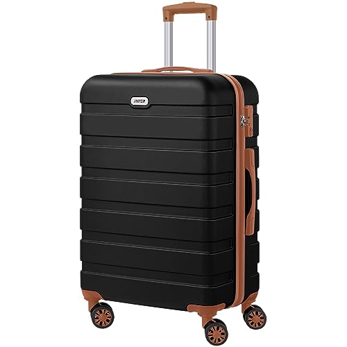 Image of AnyZip Luggage PC ABS Hardside Lightweight Suitcase with 4 Universal Wheels TSA Lock 20 24 28 Inch, Black Brown, 24 inch Checked-Medium, Spinner Wheels