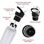 Neihepal 24oz Insulated Water Bottles Bulk 2 Pack,Stainless Steel Double Wall Sport Bottle with Straw Lid,Metal Reusable Thermoses Cup with Hand Cap for School,Cyclists,Hikers,Gift (White,Set of 2) - Image 4