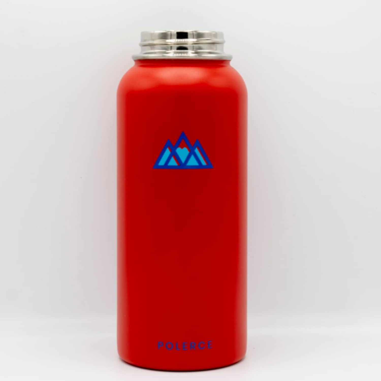 Vacuum Insulated Bottle with 3 Lids - Flex Straw Lid, Flex Lid, and Coffee Flip Lid - Stainless Steel Double Wall Thermally Insulated Flask - 5 Sizes - 5 Colors - by Polerce (32 Oz, Red)