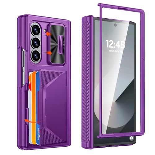 Coque Galaxy Z Fold 6 rose vif antichoc de luxe avec porte-cartes chic