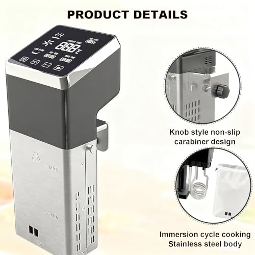Sous Vide Cyrkulator zanurzeniowy, wydajna konstrukcja pompy, 1600 W, kompletny zestaw do gotowania Sous Vide dla domowych kucharzy i początkujących